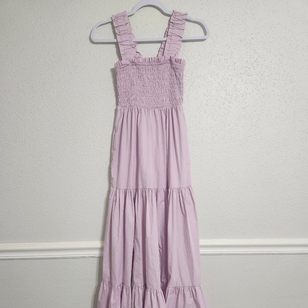 ABERCROMBIE & FITCH Smocked Bodice 2 Pocket Maxi Dress Size XSP Lavender